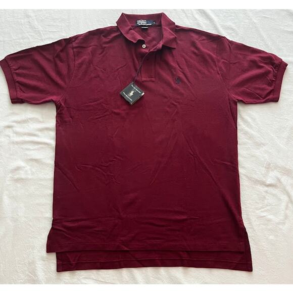 VTG NWT Polo Ralph Lauren Shirt Burgundy Short Sleeve Large - Picture 1 of 8